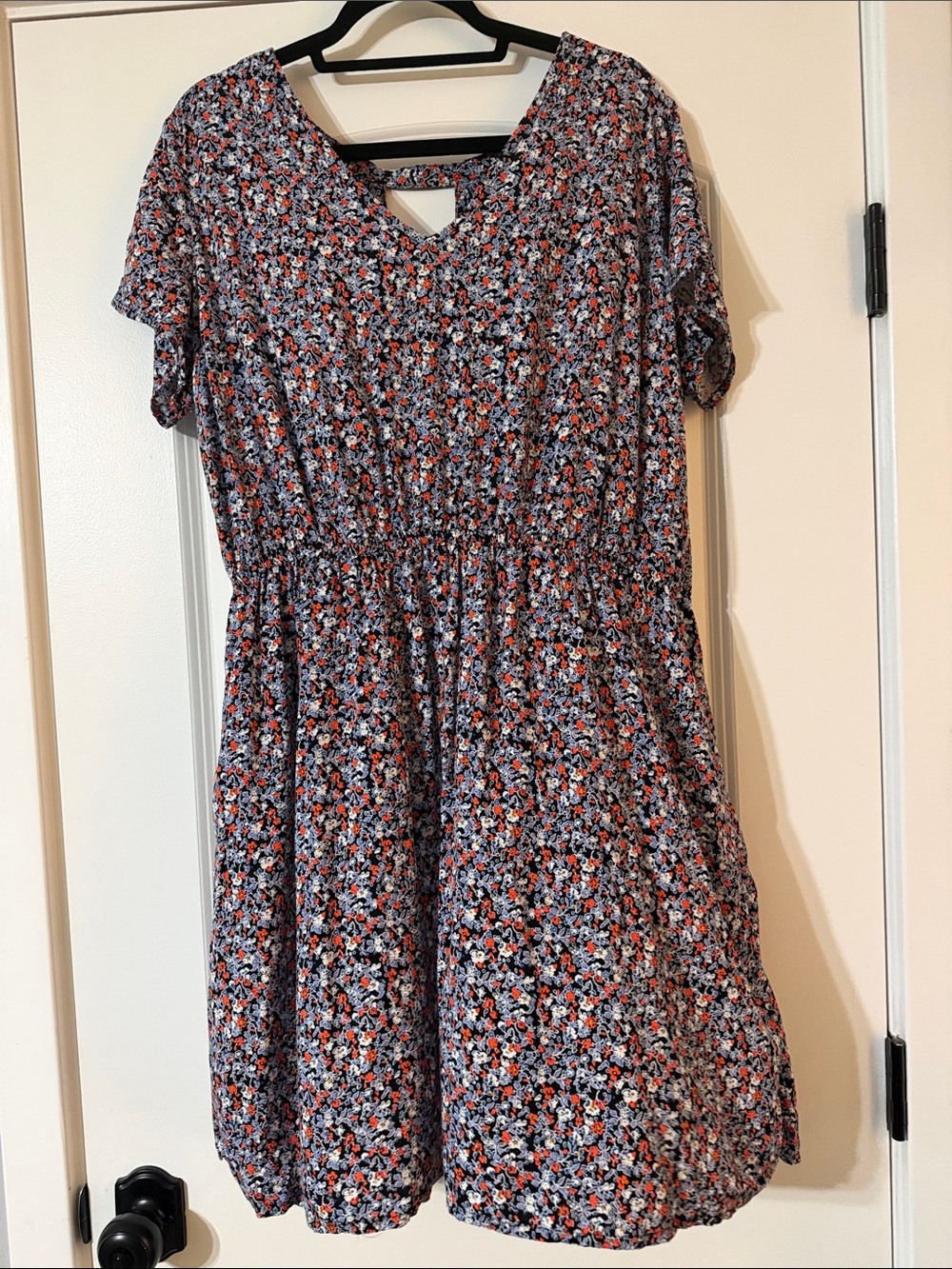 GAP Floral Midi Dress - Navy, Red & White